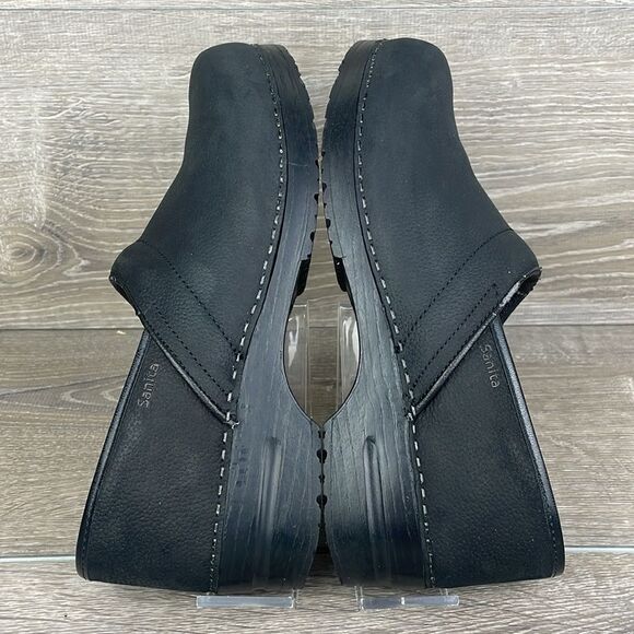 Sanita Pro Textured Black Oiled Leather Women’s 11.5/EU 42 Slip-On Mules Clogs - Picture 10 of 12